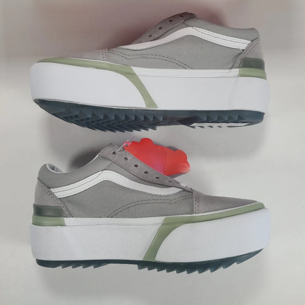 Vans Old Skool Stacked Platform Pastel Drizzle True White Sneakers Women Size 5 - Picture 8 of 12